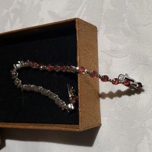 Genuine Garnet stone tennis bracelet.